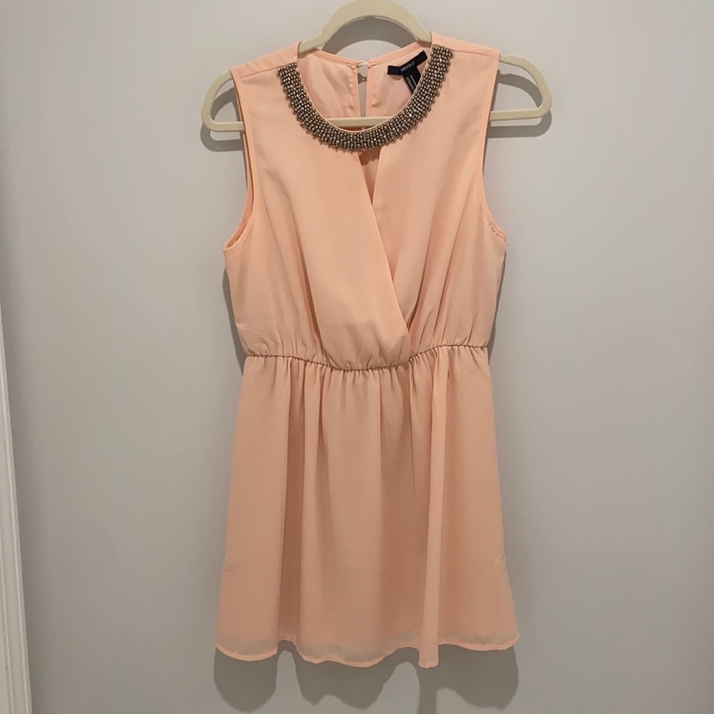 Bejeweled neckline pink dress